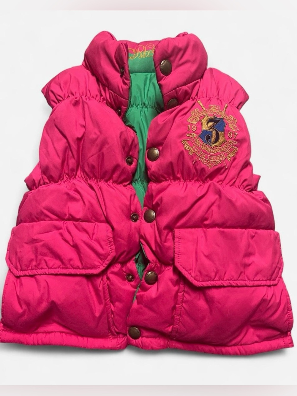 Ralph Lauren Hot Pink reversible Puffer Vest